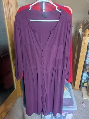 ⚡Torrid Plum Button-Front Shirt Dress 3